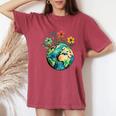 Happy Earth Day Cute Earth With Floral Earth Day 2024 Women's Oversized Comfort T-Shirt Crimson