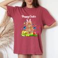 Happy Easter Day Bunny Cat Eggs Basket Cat Lover Women's Oversized Comfort T-Shirt Crimson