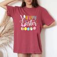 Happy Easter Rabbit Bunny Face Egg Easter Day Girls Women's Oversized Comfort T-Shirt Crimson