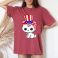 Happy July 4Th Usa Flag Cat Dad-Dy Mom-My Boy Girl Women's Oversized Comfort T-Shirt Crimson