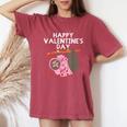 Happy Valentines Day Sloth Hearts Cute Lazy Animal Lover Women's Oversized Comfort T-Shirt Crimson