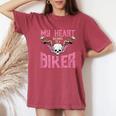 My Heart Belongs To A Biker Motorcycle Motorbike Girls Women's Oversized Comfort T-Shirt Crimson