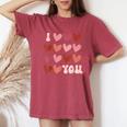 I Heart Love You Valentine Couple Matching Kid Women's Oversized Comfort T-Shirt Crimson