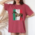 Horse Italian Flag Patriotic Riding Horses Horseback Farm Women's Oversized Comfort T-Shirt Crimson