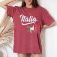 Italia Flag Horse Italian Italy Vintage Distressed Fade Women's Oversized Comfort T-Shirt Crimson