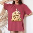 Italian Sculptor Michelangelo Pieta Statue Jesus Mother Mary Women's Oversized Comfort T-Shirt Crimson
