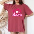 My Job Is Books Pink Retro Book Lovers Librarian Women's Oversized Comfort T-Shirt Crimson