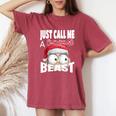 Just Call A Christmas Beast With Cute Little Owl N Santa Hat Women's Oversized Comfort T-Shirt Crimson