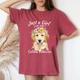 Just A Girl Who Loves Golden Retrievers Girls Who Love Dogs Women's Oversized Comfort T-Shirt Crimson