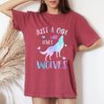 Just A Girl Who Loves Wolves Watercolor Cute Wolf Lover Women's Oversized Comfort T-Shirt Crimson