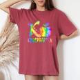 K Is For Kindergarten Teacher Tie Dye Back To School Kinder Women's Oversized Comfort T-Shirt Crimson