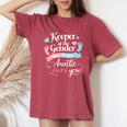 Keeper Of The Gender Loves Aunt You Auntie Baby Announcement Women's Oversized Comfort T-Shirt Crimson
