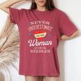 Knitting Never Underestimate Old Woman With Knit Needles Women's Oversized Comfort T-Shirt Crimson Knitting Never Underestimate Old Woman With Knit Needles Women's Oversized Comfort T-Shirt Crimson