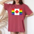 Lgbt Gay Pride Rainbow Canadian Flag Women's Oversized Comfort T-Shirt Crimson