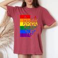 Lgbtq Rainbow Flag Tribal Wolf Pride Month Equal Women's Oversized Comfort T-Shirt Crimson