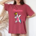 Thelma Name Personalized Birthday Dabbing Unicorn Queen Women's Oversized Comfort T-Shirt Crimson