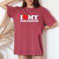 I Love My Girlfriend Gf I Heart My Gf Valentines Day 2024 Women's Oversized Comfort T-Shirt Crimson