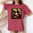 Mona Lisa Leonardo Da Vinci Cat Lady Cat Mom Cat Lover Women's Oversized Comfort T-Shirt Crimson