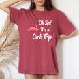 Oh Sip It's A Girls Trip Pink Flamingo Girl Wine Party Women's Oversized Comfort T-Shirt Crimson