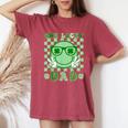 One Lucky Dad Groovy Smile Face St Patrick's Day Irish Dad Women's Oversized Comfort T-Shirt Crimson