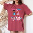 Pink Or Blue Big Sister Loves You Black Baby Gender Reveal Women's Oversized Comfort T-Shirt Crimson
