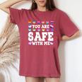 Pride Month You Are Safe With-Me Lgbtq Social Support Women's Oversized Comfort T-Shirt Crimson