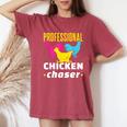 Professional Chicken Chaser Chickens Farming Farm Women's Oversized Comfort T-Shirt Crimson