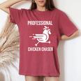 Professional Chicken Chaser Farmer Chicken Farm Women's Oversized Comfort T-Shirt Crimson