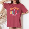 Promoted To Auntie Est 2024 Cute First Time Aunt Women's Oversized Comfort T-Shirt Crimson