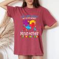 Pround Autism Mom Heart Mother Puzzle Piece Autism Awareness Women's Oversized Comfort T-Shirt Crimson
