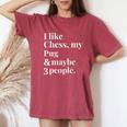 Pug Dog Owner Chess Player Lover Men Women's Oversized Comfort T-Shirt Crimson