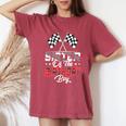 Race Car Sister Of The Birthday Boy Racing Family Pit Crew Women's Oversized Comfort T-Shirt Crimson