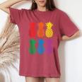 Rainbow Pineapples Aloha Hawaiian Gay Pride Month Women's Oversized Comfort T-Shirt Crimson