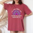 Rainbow We Wear Purple For Pancreatic Cancer Awareness Women's Oversized Comfort T-Shirt Crimson