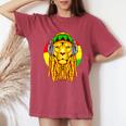 Rastafarian Lion Leo Horoscope Zodiac Sign Rasta Women Women's Oversized Comfort T-Shirt Crimson