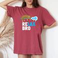 Relax Bro Lacrosse Lax Sloth Women's Oversized Comfort T-Shirt Crimson