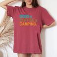 Retro Dogs Coffee Camping Campers Women's Oversized Comfort T-Shirt Crimson