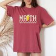Retro Groovy Checkered Math Teacher High School Math Lovers Women's Oversized Comfort T-Shirt Crimson
