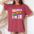 Retro Groovy Sounds Gay I'm In Lgbt Rainbow Gay Pride Lgbt Women's Oversized Comfort T-Shirt Crimson
