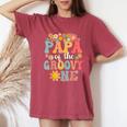 Retro Papa Of Groovy One Matching Family 1St Birthday Party Women's Oversized Comfort T-Shirt Crimson