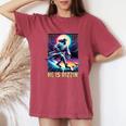 He Is Rizzin Christian Ice Hockey Lover Jesus Meme Religious Women's Oversized Comfort T-Shirt Crimson