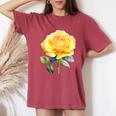 Rose Flower Yellow Floral Women's Oversized Comfort T-Shirt Crimson