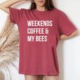 Weekends Coffee And My Bees Bee Farmer Women's Oversized Comfort T-Shirt Crimson