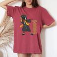 Senior 2024 Graduation African Black Girl Dabbing Afro Women Women's Oversized Comfort T-Shirt Crimson