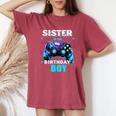 Sister Of The Birthday Boy Matching Video Game Birthday Women's Oversized Comfort T-Shirt Crimson