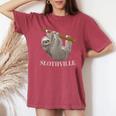 Slothville Sloth Animal Lover Women's Oversized Comfort T-Shirt Crimson