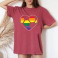 Soccer Heart Sport Lgbtq Rainbow Gay Pride Ally Women Women's Oversized Comfort T-Shirt Crimson