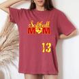 Softball Mom Mother's Day 13 Fastpitch Jersey Number 13 Women's Oversized Comfort T-Shirt Crimson