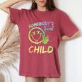 Somebody's Feral Child Toddler Girl And Boy Quotes Women's Oversized Comfort T-Shirt Crimson