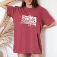 South Dakota Girl Vintage Distressed State Outline Women's Women's Oversized Comfort T-Shirt Crimson